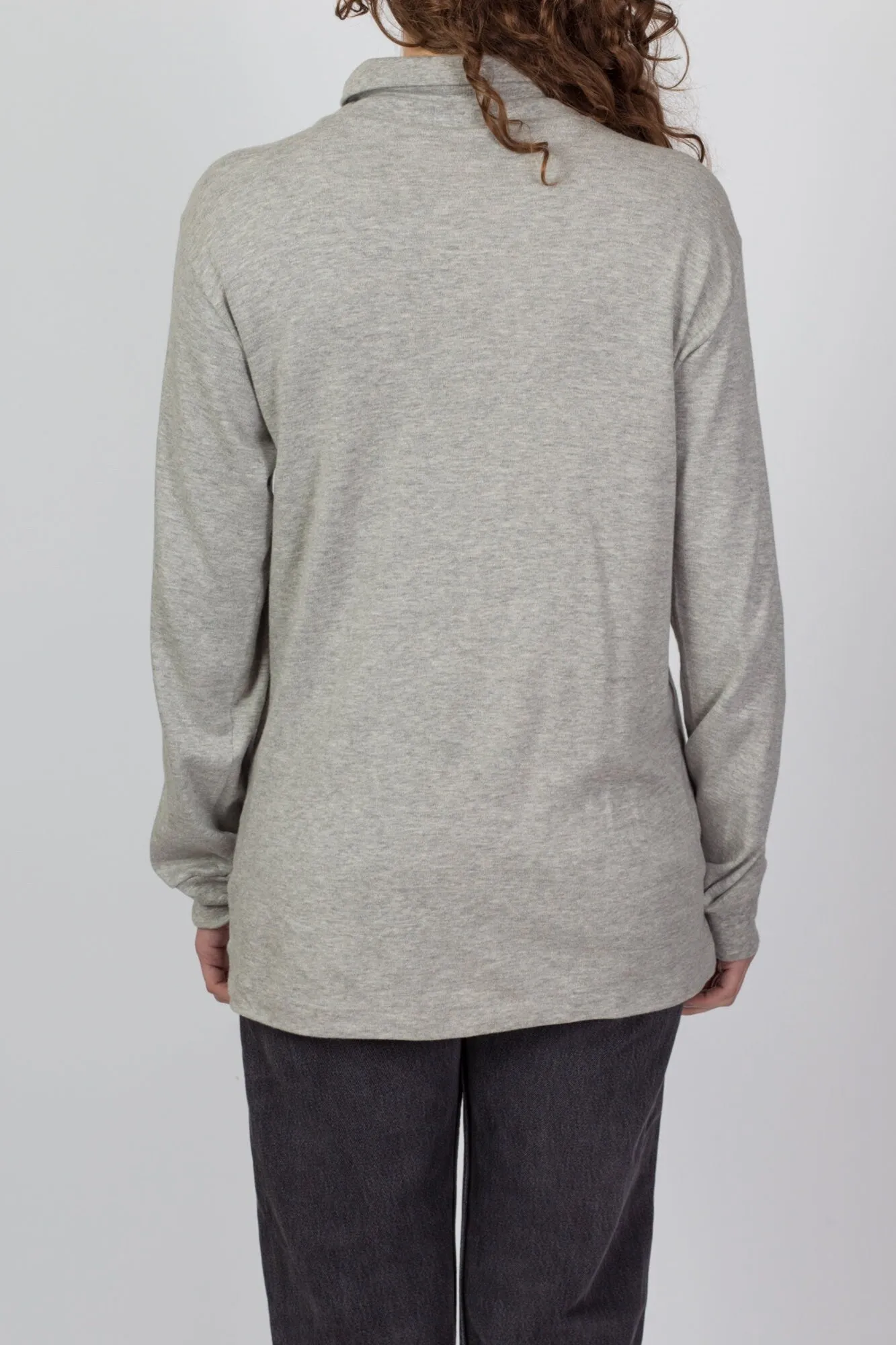 90s Heather Grey Turtleneck Top - Men's Medium