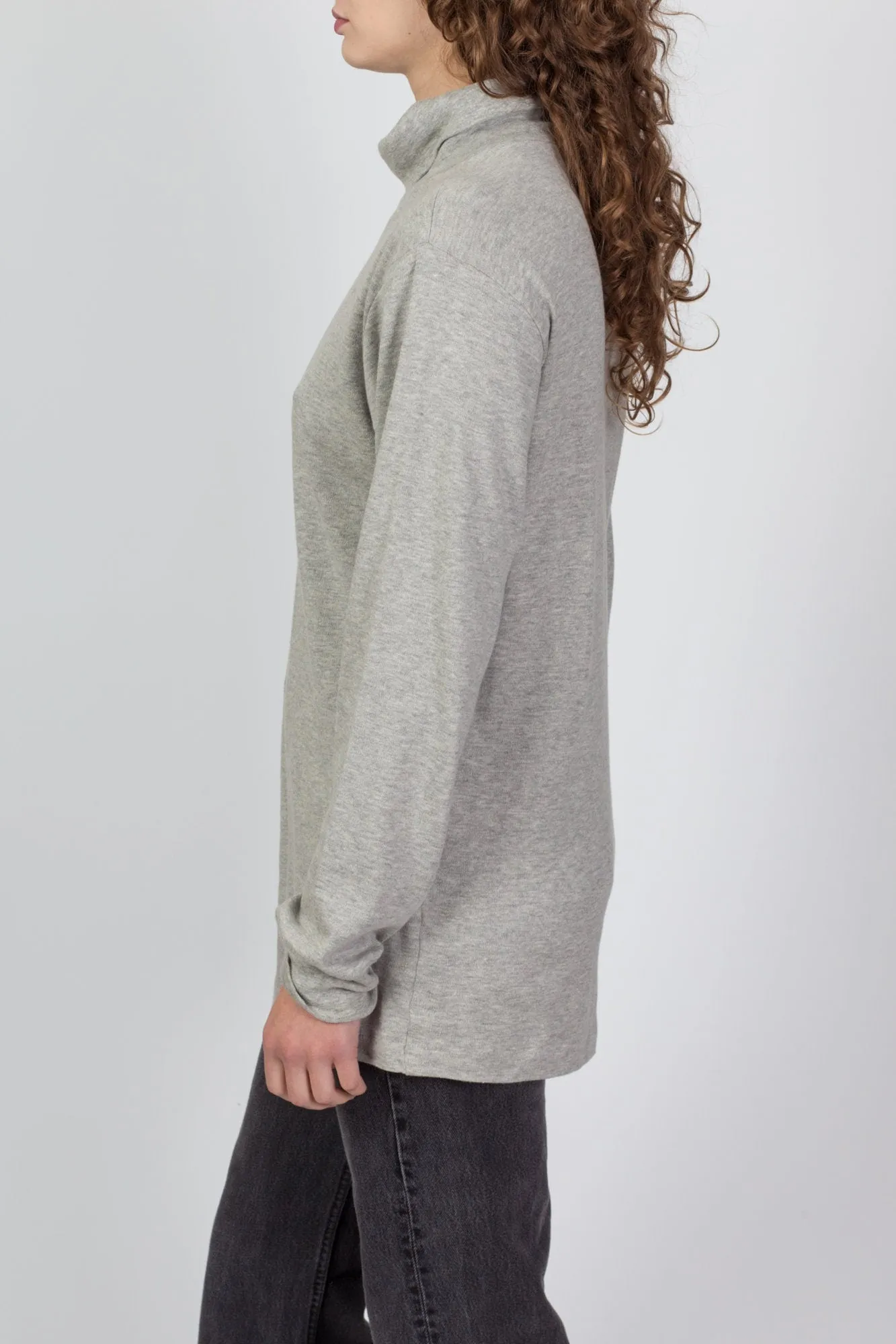90s Heather Grey Turtleneck Top - Men's Medium