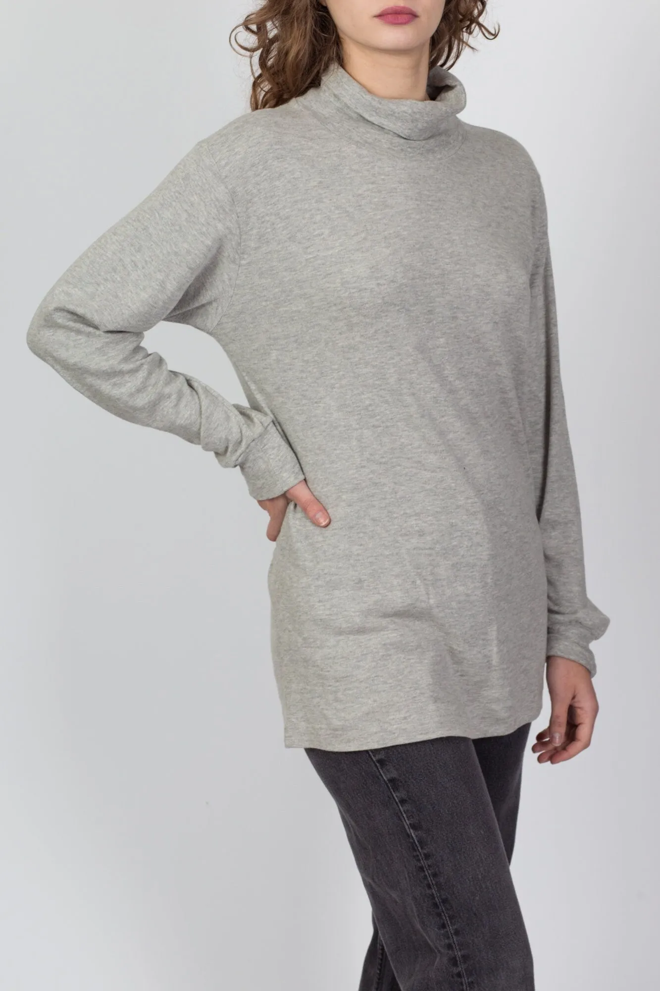 90s Heather Grey Turtleneck Top - Men's Medium