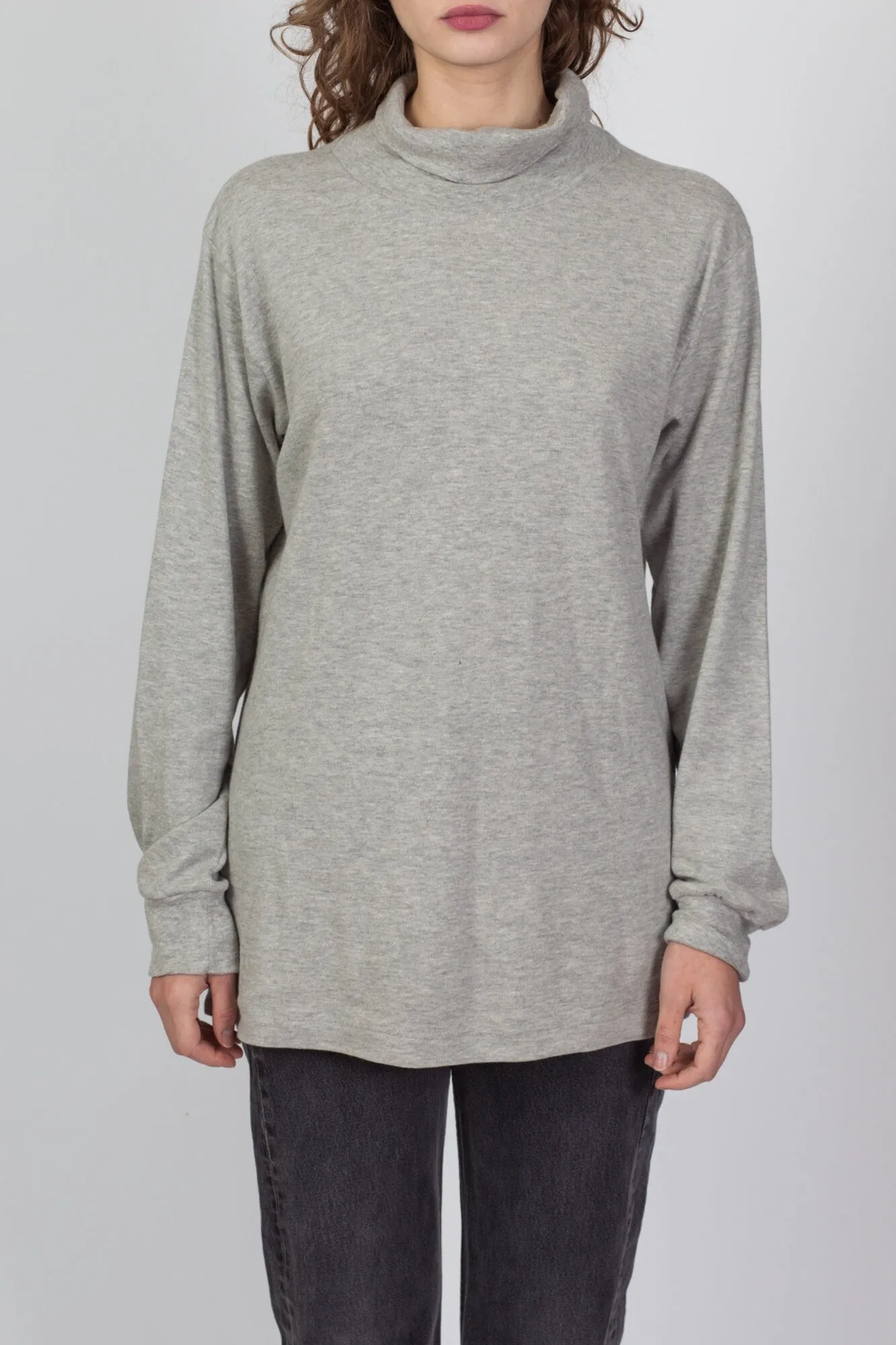 90s Heather Grey Turtleneck Top - Men's Medium