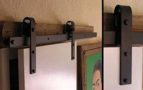 Agave Ironworks RH001-6 Wrought Iron Rolling Track Barn Door Hardware Kit - Basic Smooth Design - 6' Track