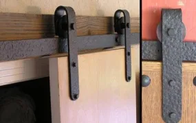 Agave Ironworks RH007-6 Wrought Iron Rolling Track Barn Door Hardware Kit - Designer Distressed Design - 6' Track