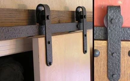 Agave Ironworks RH007-6 Wrought Iron Rolling Track Barn Door Hardware Kit - Designer Distressed Design - 6' Track