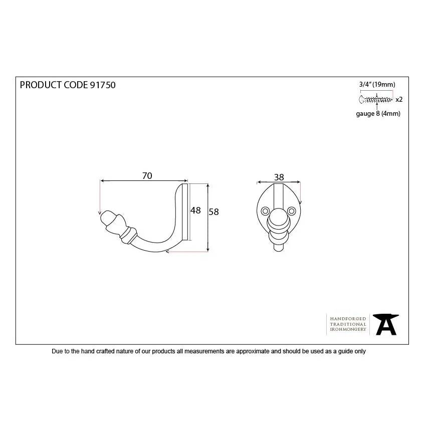 Aged Bronze Coat Hook | From The Anvil