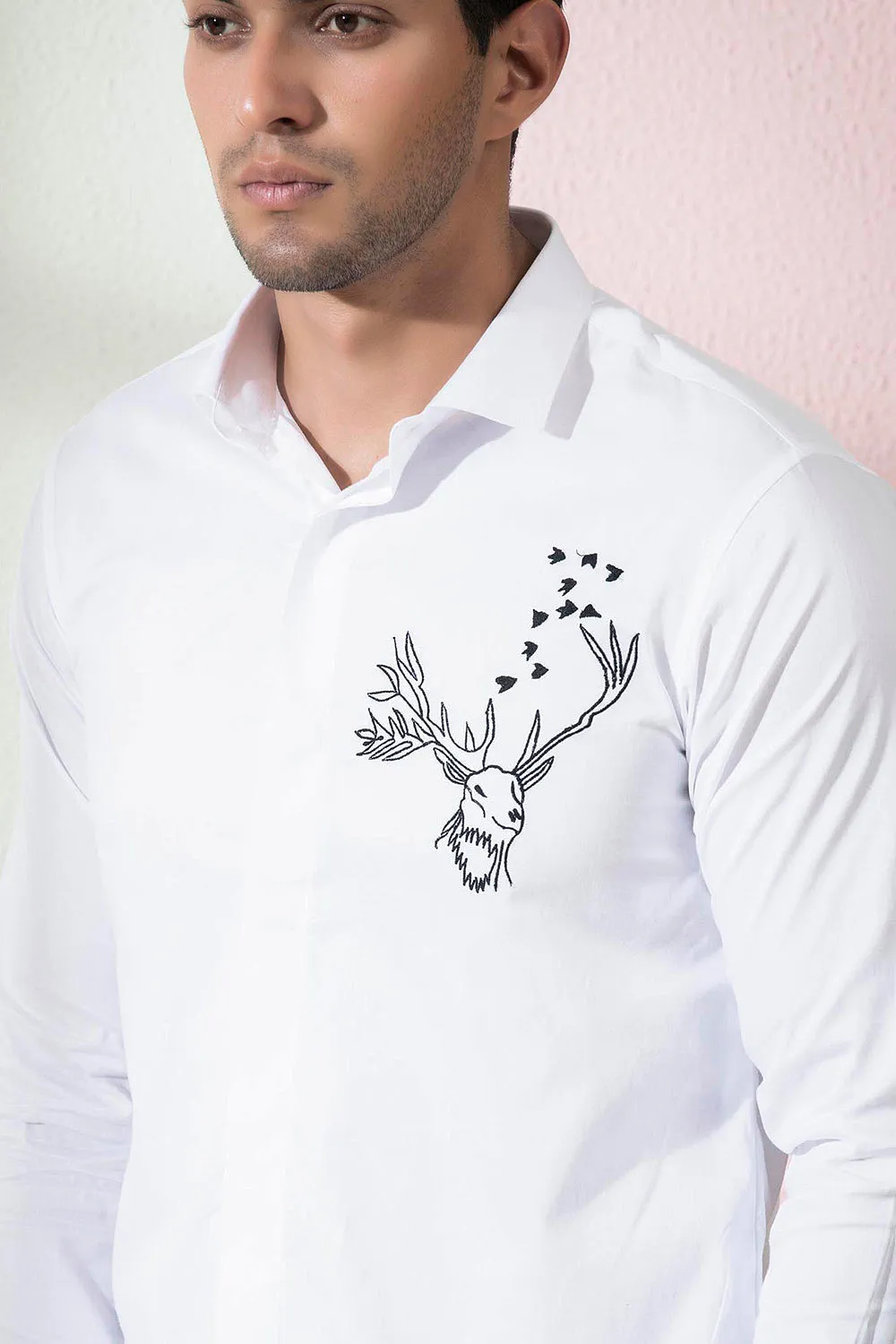Bianco Reindeer Designer Men's Shirt by Hilo Designs