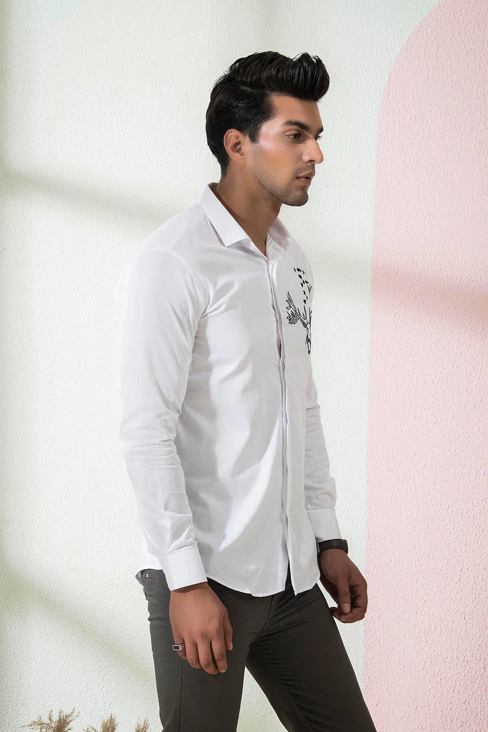 Bianco Reindeer Designer Men's Shirt by Hilo Designs