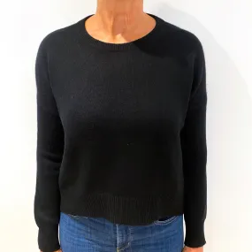 Brocha Walker Black Slouchy Batwing Cashmere Crew Neck Jumper Medium