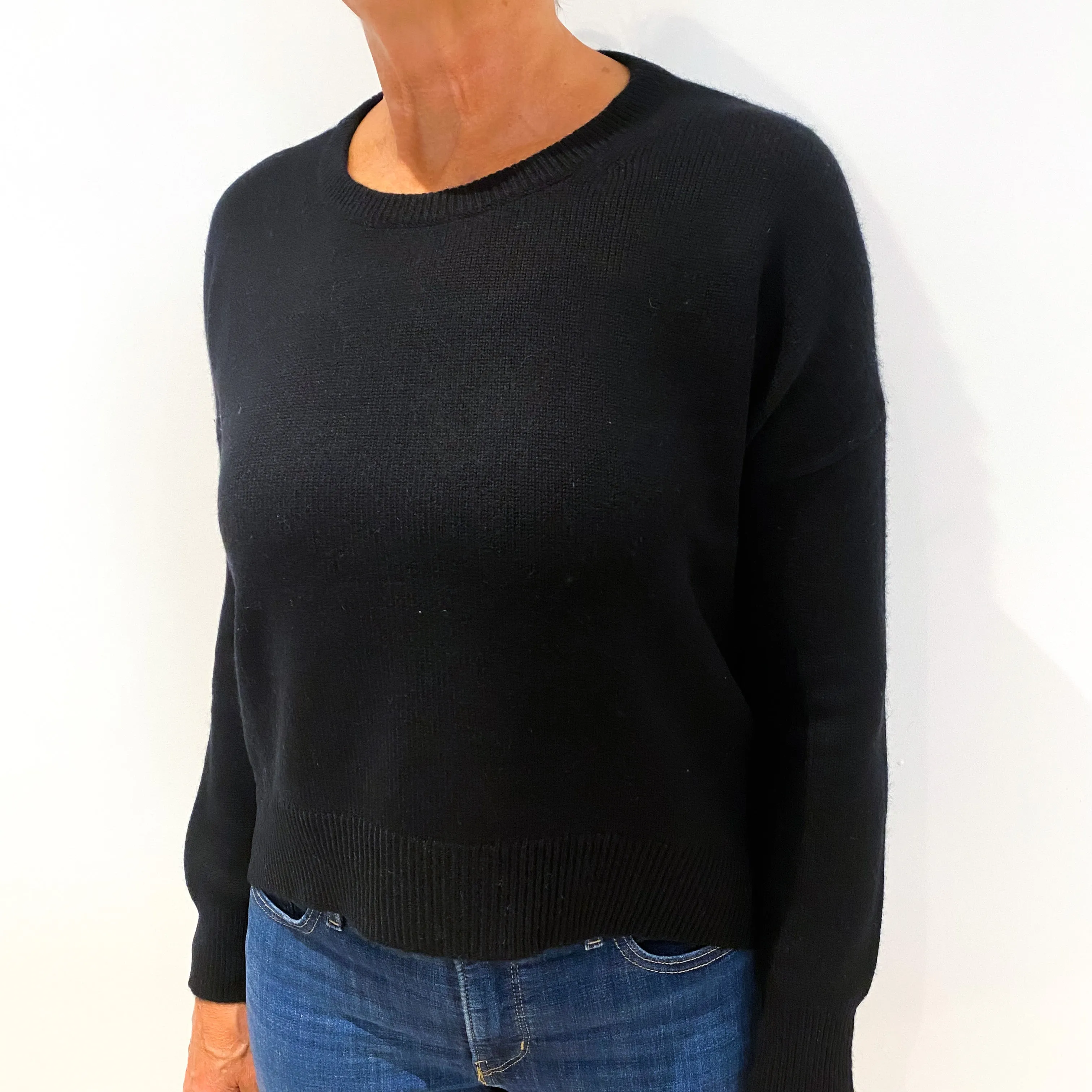 Brocha Walker Black Slouchy Batwing Cashmere Crew Neck Jumper Medium