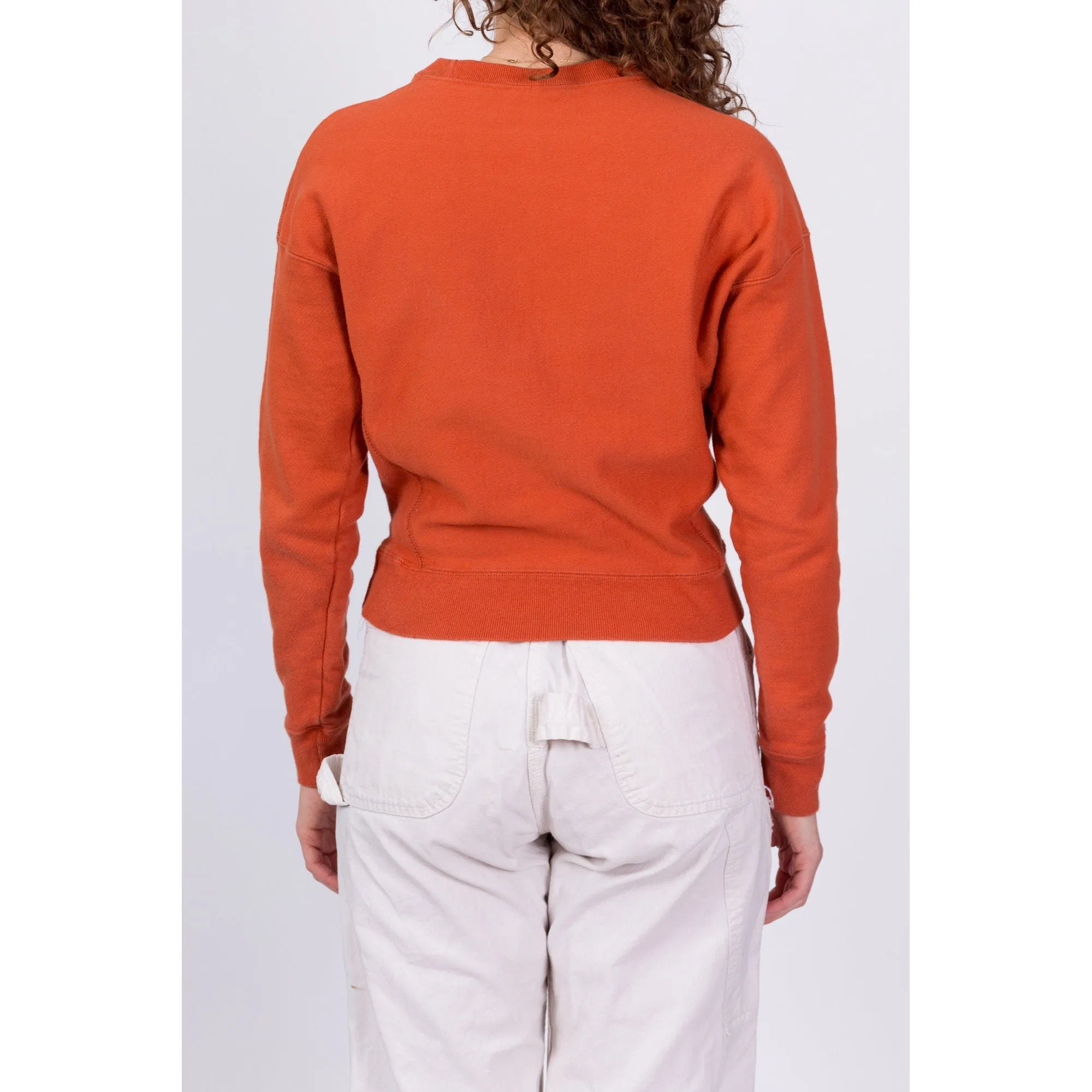 Champion Reverse Weave Orange Cropped Sweatshirt - Extra Small