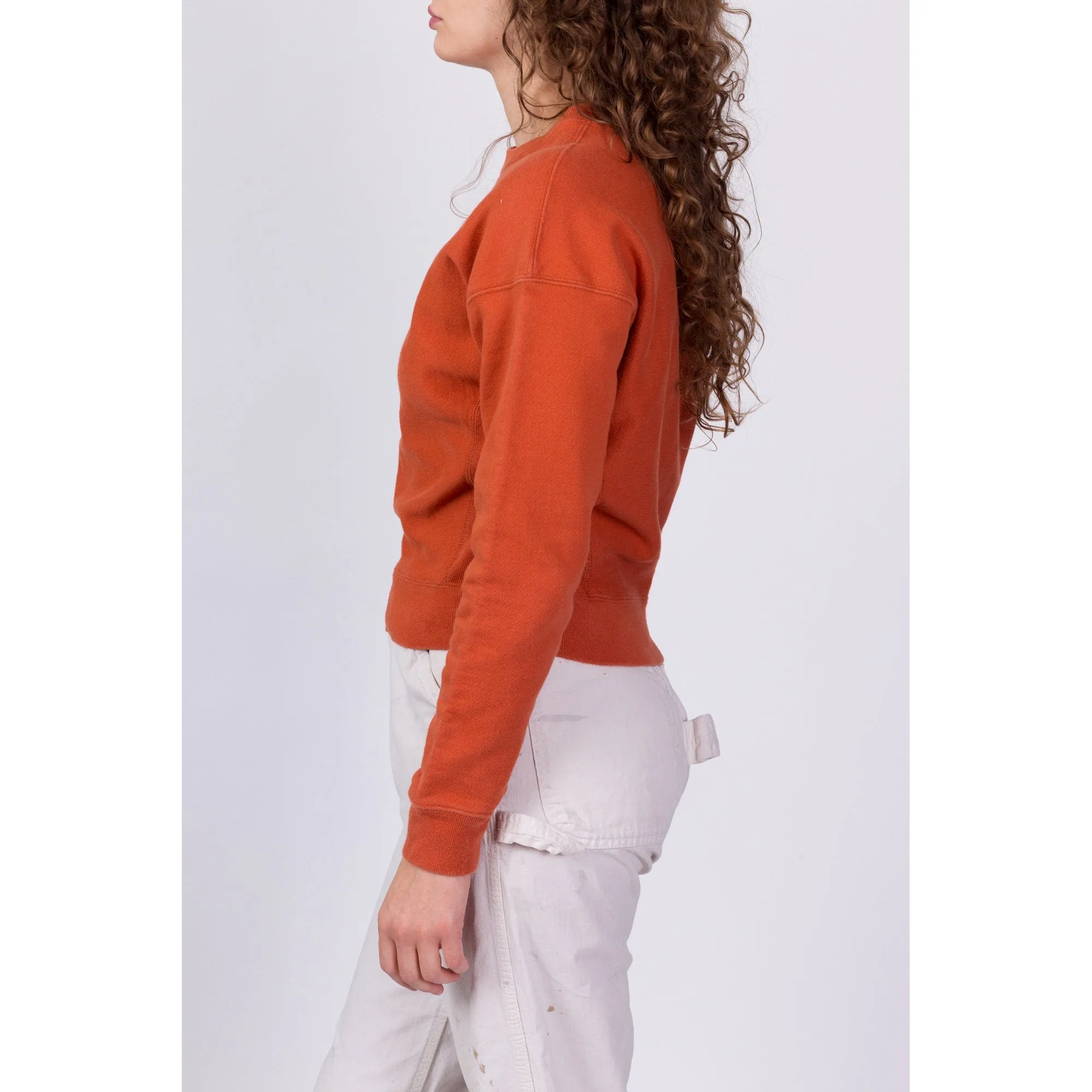 Champion Reverse Weave Orange Cropped Sweatshirt - Extra Small