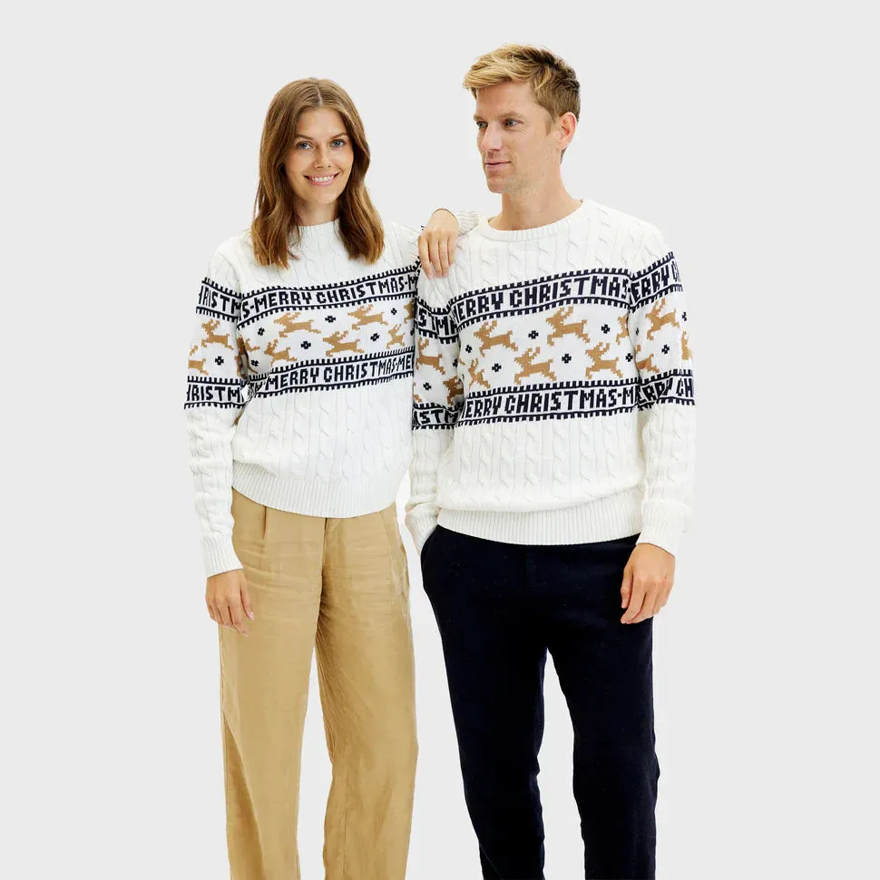 Classic Christmas Sweater for Men with Reindeer Detail