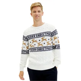 Classic Christmas Sweater for Men with Reindeer Detail