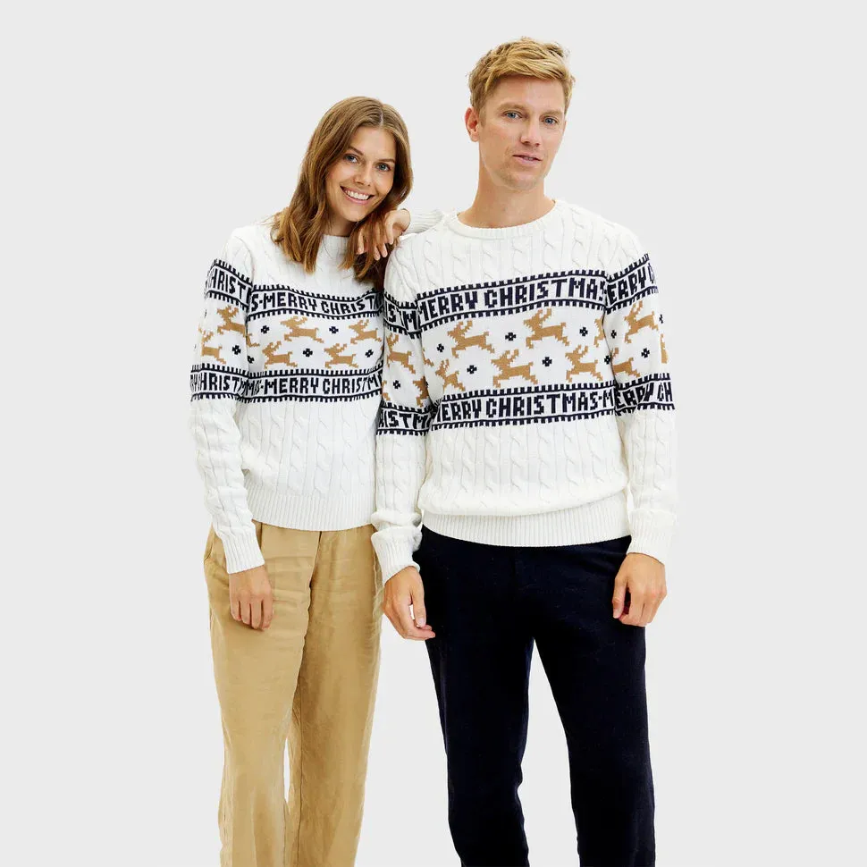 Classic Christmas Sweater for Men with Reindeer Detail