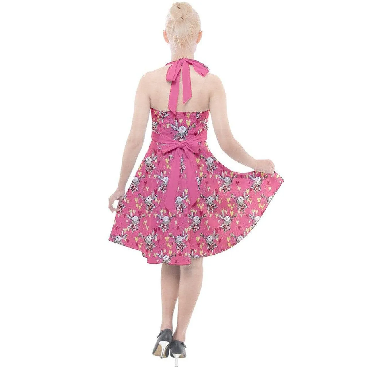 Down the Rabbit Hole Halter Party Swing Dress