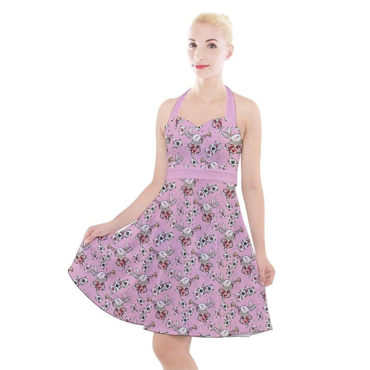 Down the Rabbit Hole Halter Party Swing Dress