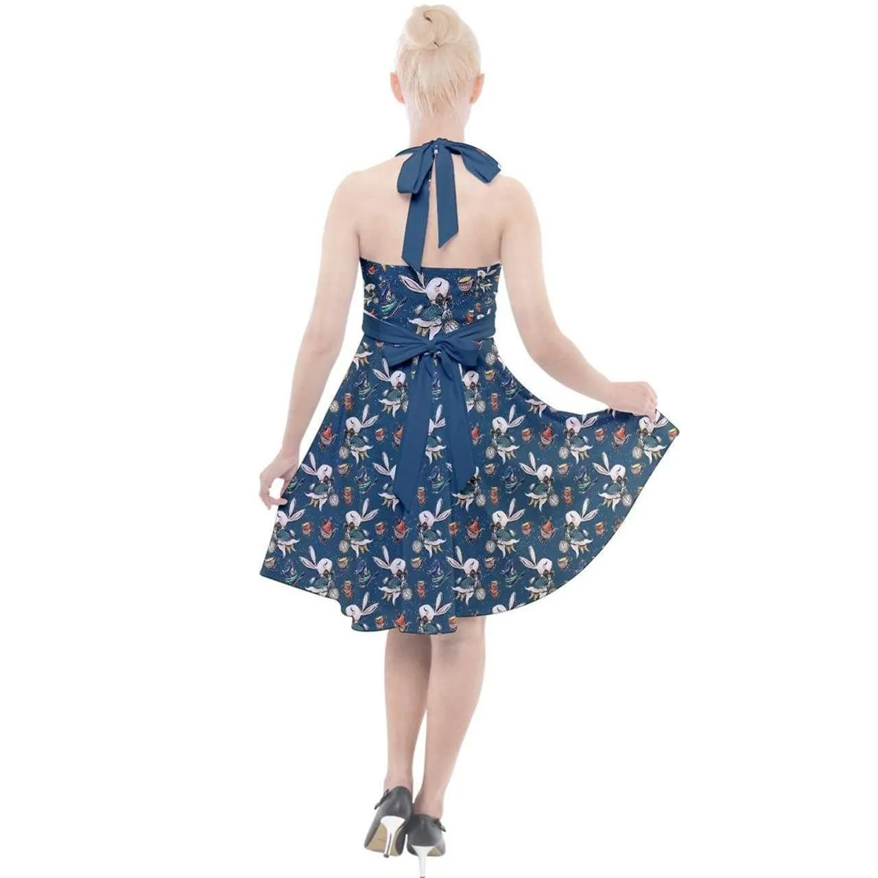 Down the Rabbit Hole Halter Party Swing Dress