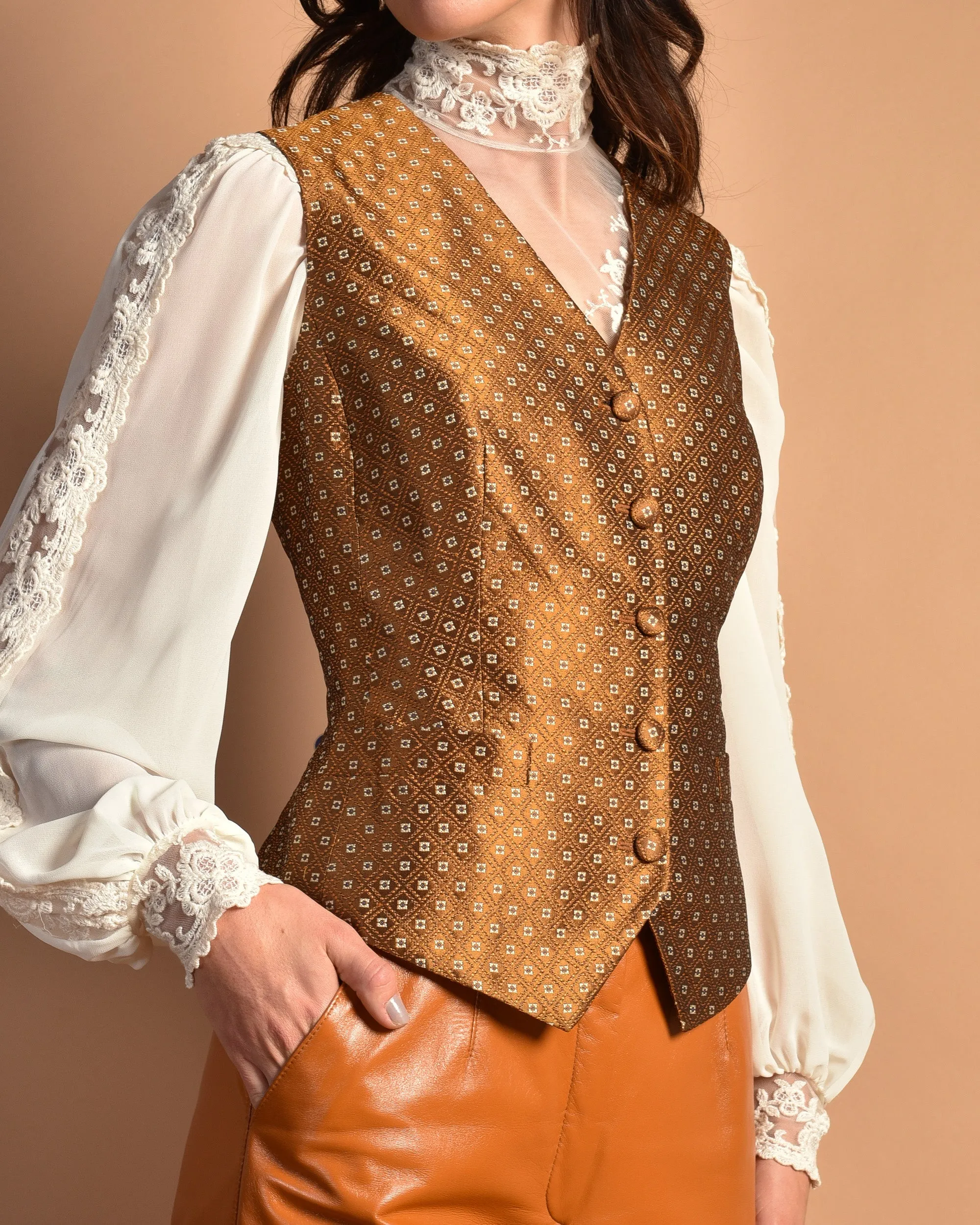 Escada 90s Silk Brocade Gilet
