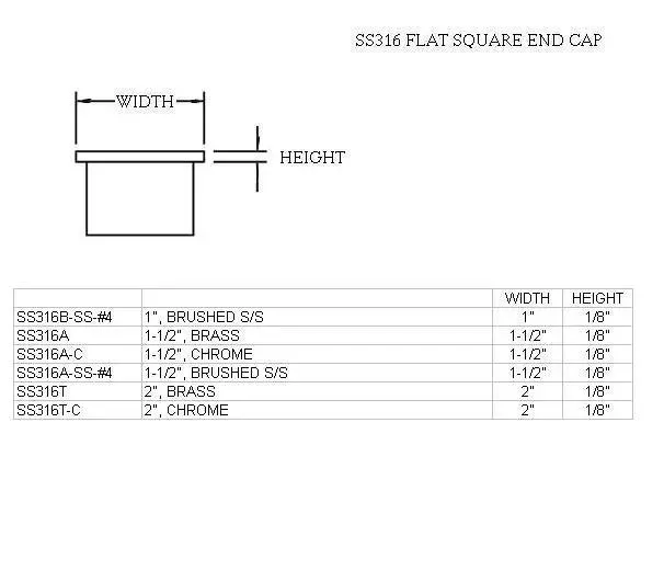 Flat End Cap For 1-1/2" Square Tubing