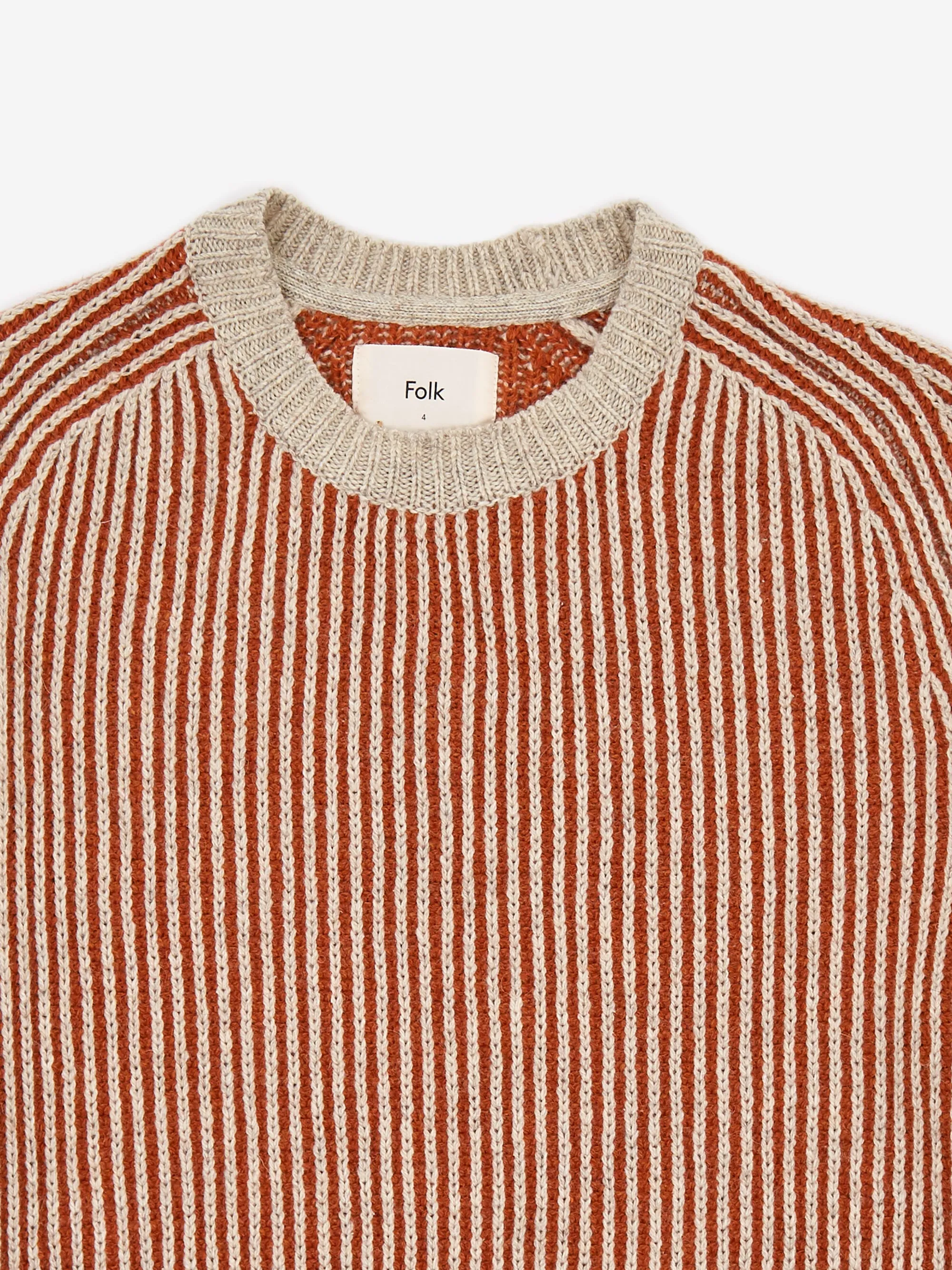 Folk x Hooke Park Patrice Rib Crewneck Jumper - Tan/Red