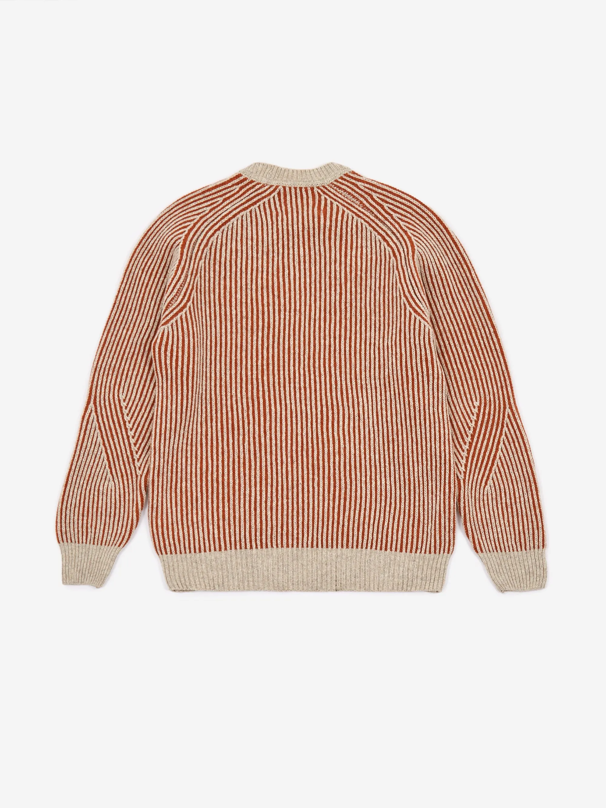 Folk x Hooke Park Patrice Rib Crewneck Jumper - Tan/Red