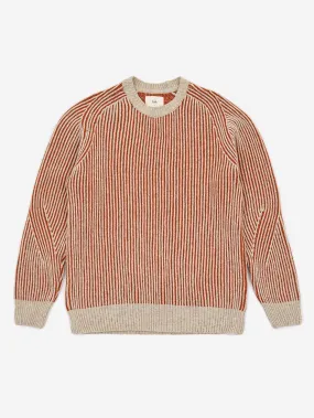 Folk x Hooke Park Patrice Rib Crewneck Jumper - Tan/Red