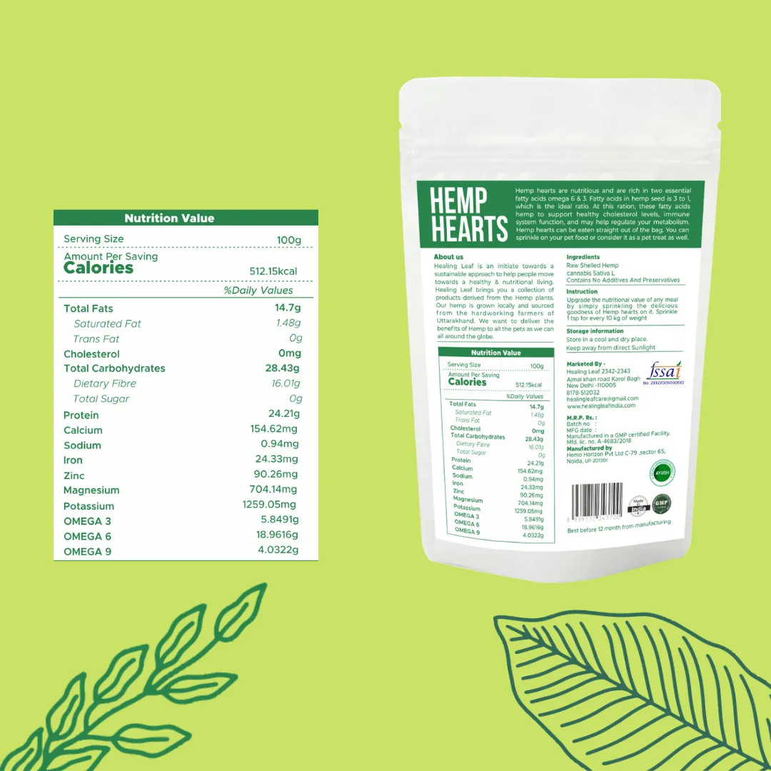 Healing Leaf Hemp Hearts for Pets and Fresh For Paws Go Go Cottage Cheese Dog Wet Food Combo
