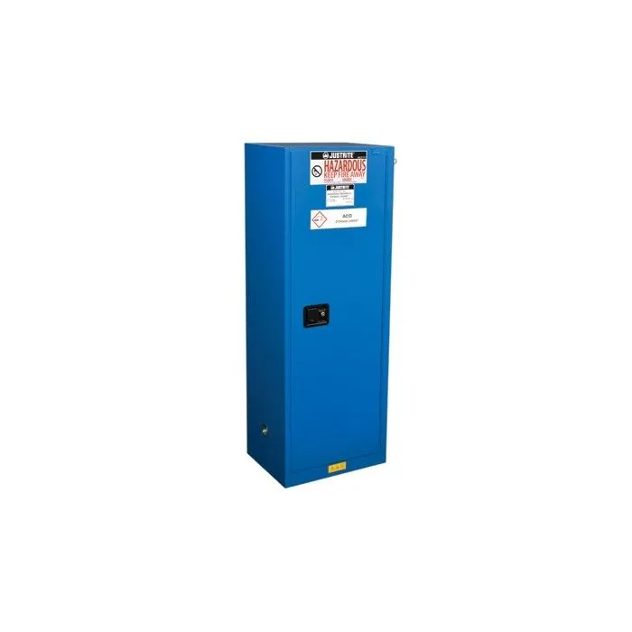 Justrite 862228 Sure Grip EX Slimline Hazardous Material Safety Cabinets 22 Gallon 1 Self Close Door, Royal Blue, 1 Each