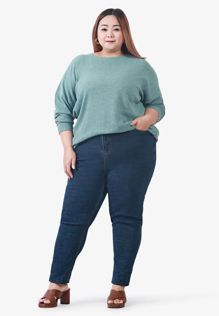 Kreely Long Minimalist Knitted Top - Navy Blue
