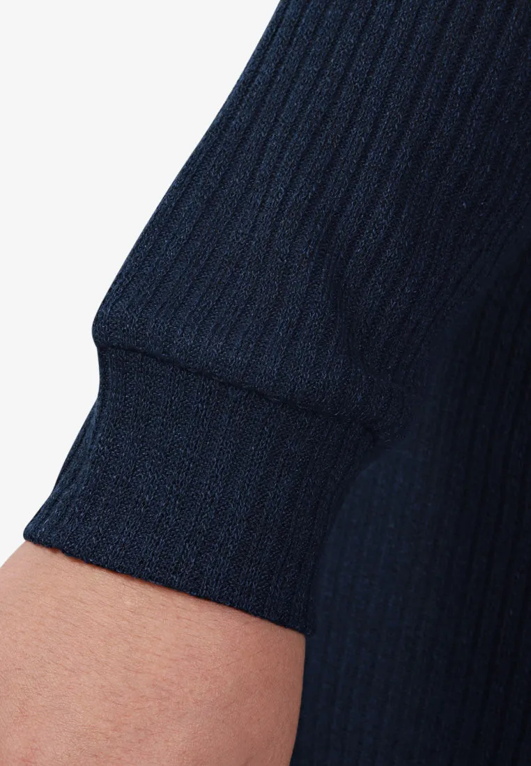 Kreely Long Minimalist Knitted Top - Navy Blue