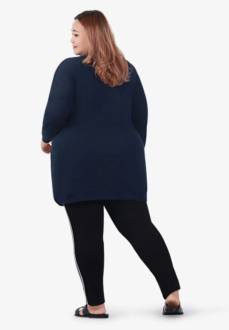Kreely Long Minimalist Knitted Top - Navy Blue