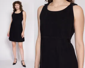 Large 90s Black Mini Pinafore Dress