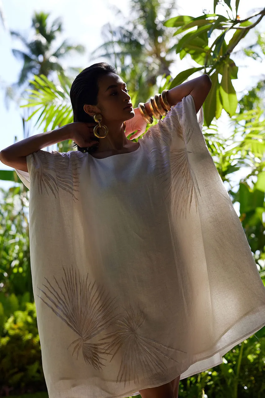 Linen Embroidered Short Caftan