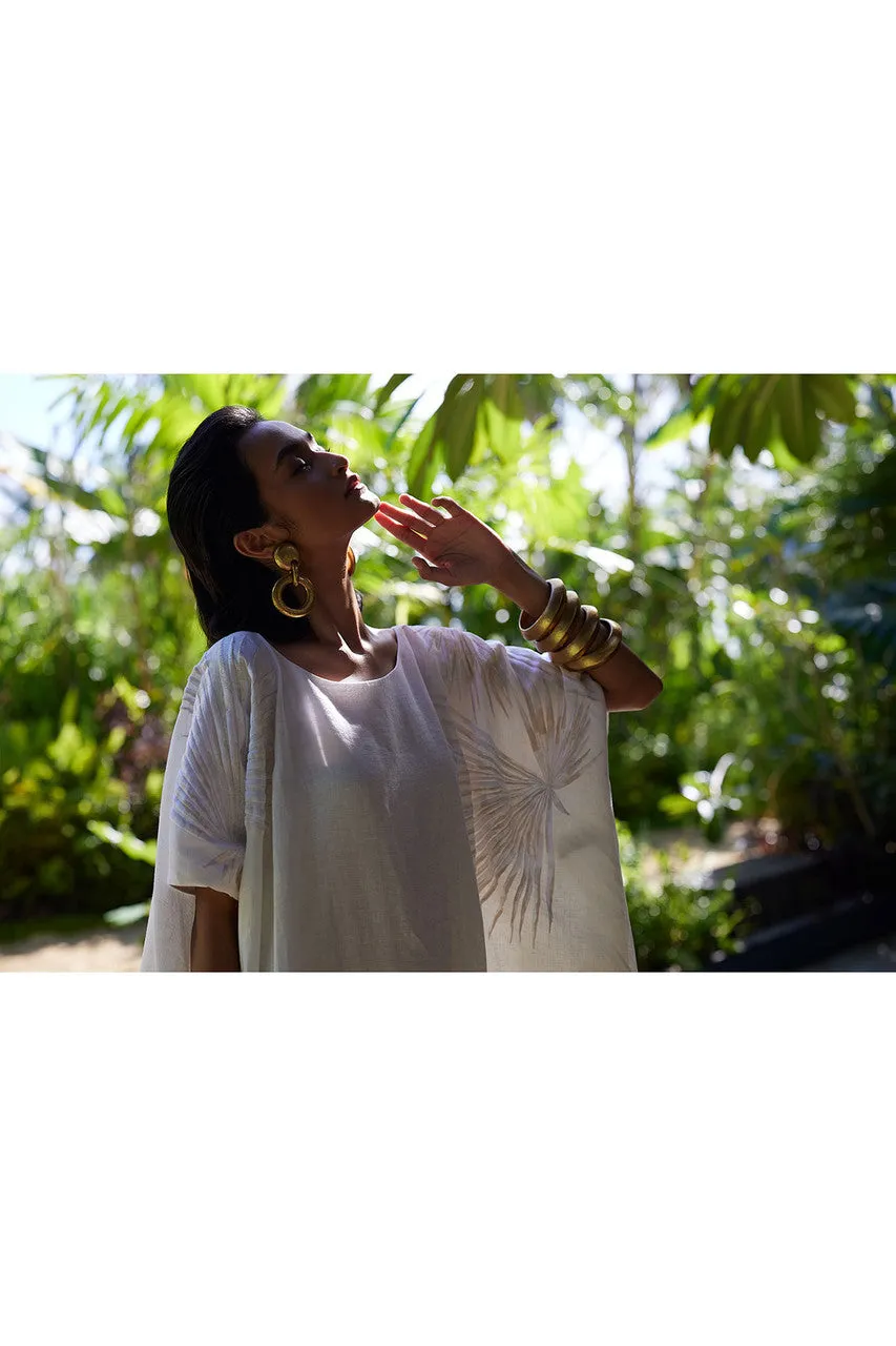 Linen Embroidered Short Caftan
