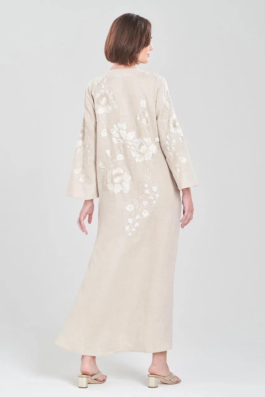 Linen Embroidered Slit Caftan