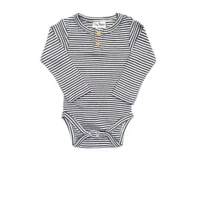 Modal Rib Henley Bodysuit - Natural Stripe