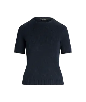 Monogram Jacquard Short-Sleeve Jumper - Navy