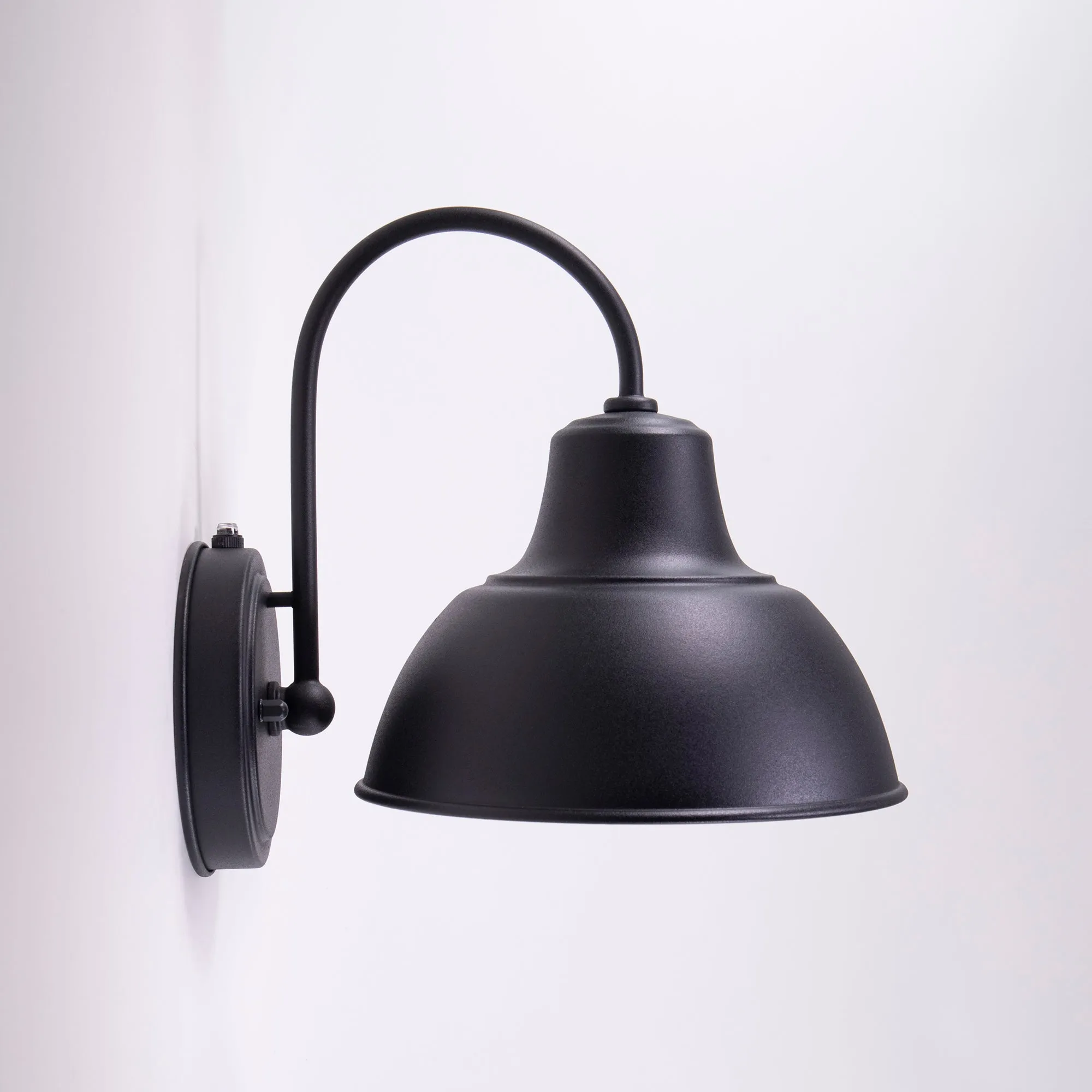 Oakhouse Dusk to Dawn 8.5” Barn Light or Farmhouse Wall Light, Wet Location, White Reflective Shade, Black, Galvanize or Rustic Bronze Finish Available