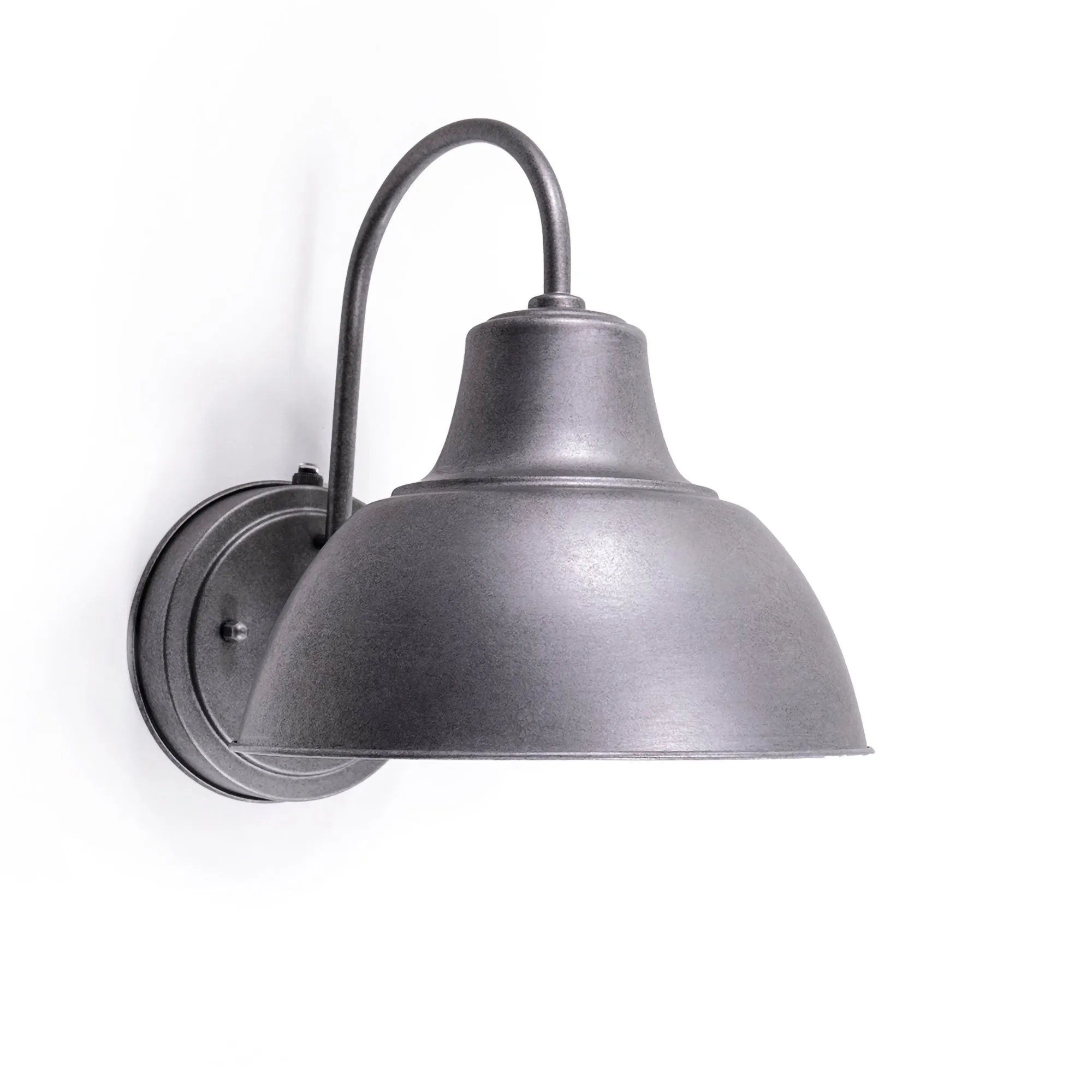 Oakhouse Dusk to Dawn 8.5” Barn Light or Farmhouse Wall Light, Wet Location, White Reflective Shade, Black, Galvanize or Rustic Bronze Finish Available