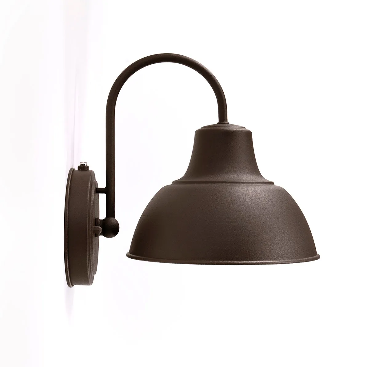 Oakhouse Dusk to Dawn 8.5” Barn Light or Farmhouse Wall Light, Wet Location, White Reflective Shade, Black, Galvanize or Rustic Bronze Finish Available