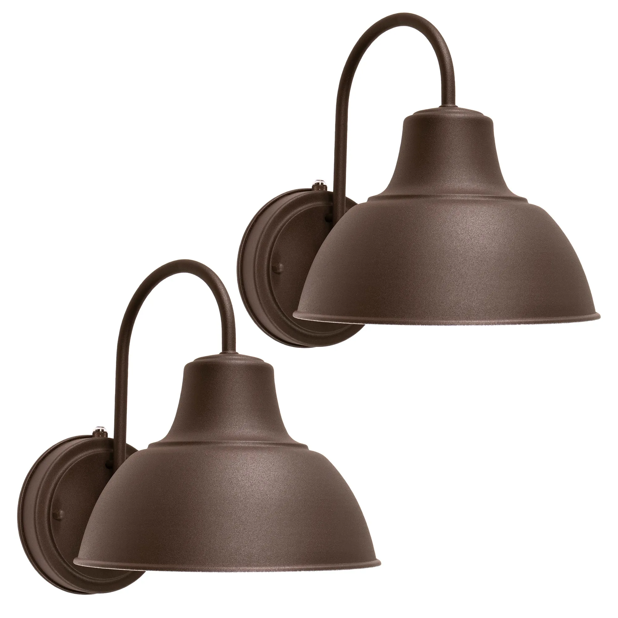 Oakhouse Dusk to Dawn 8.5” Barn Light or Farmhouse Wall Light, Wet Location, White Reflective Shade, Black, Galvanize or Rustic Bronze Finish Available