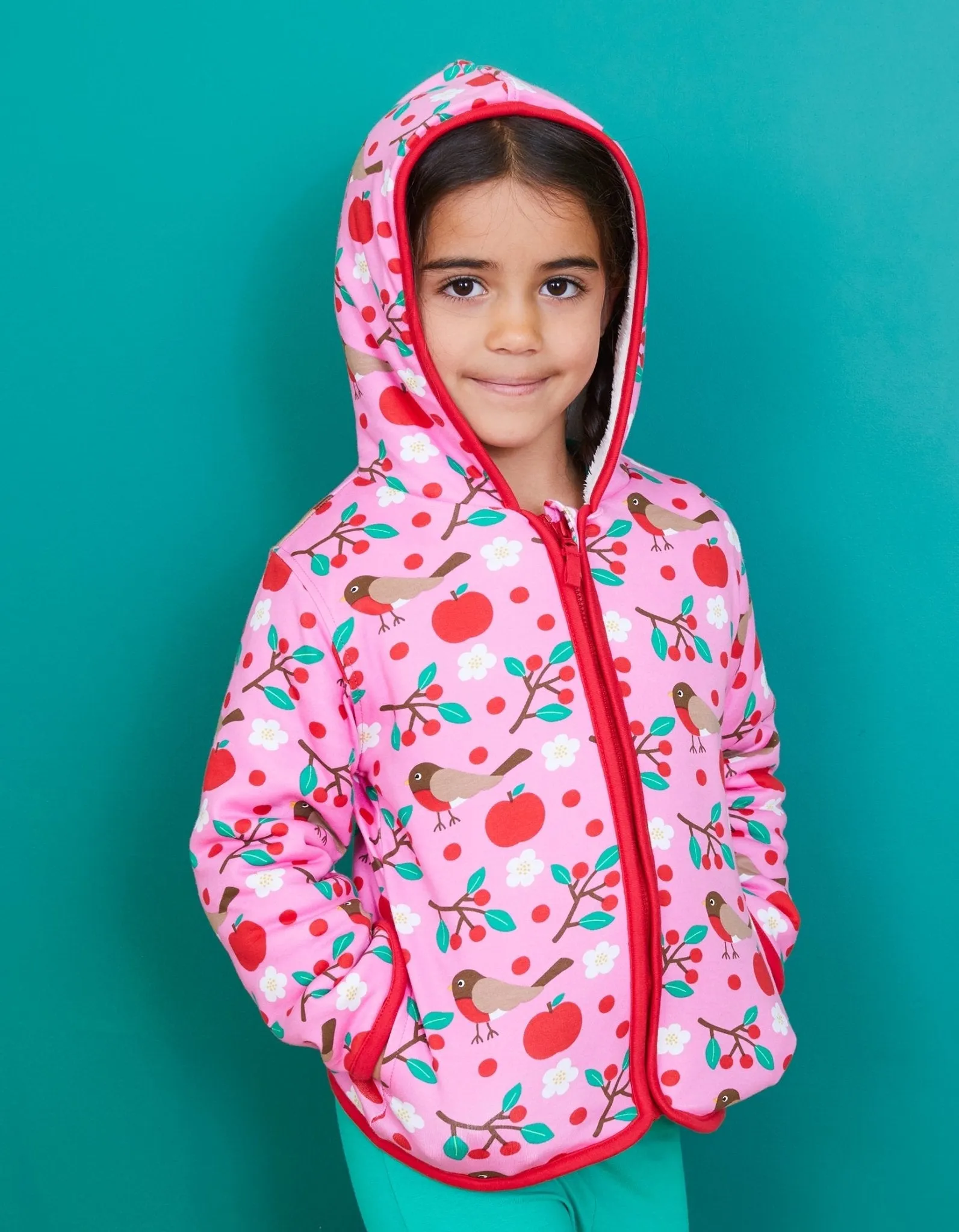 Organic Robin Print Fleece Hoodie
