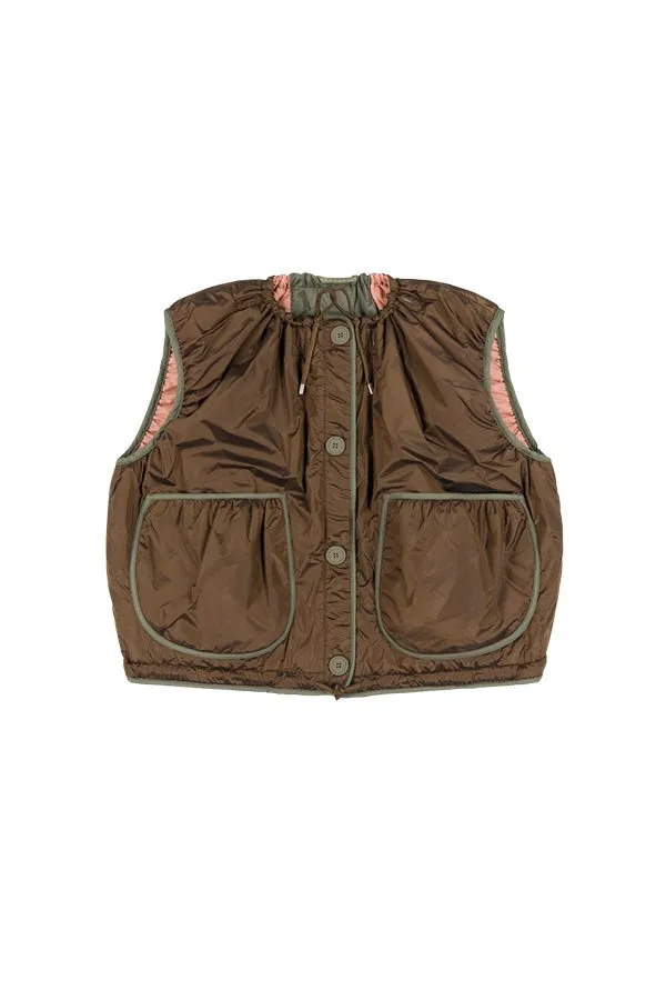 Parachute Quilt Vest - Bronze / Pale Pink