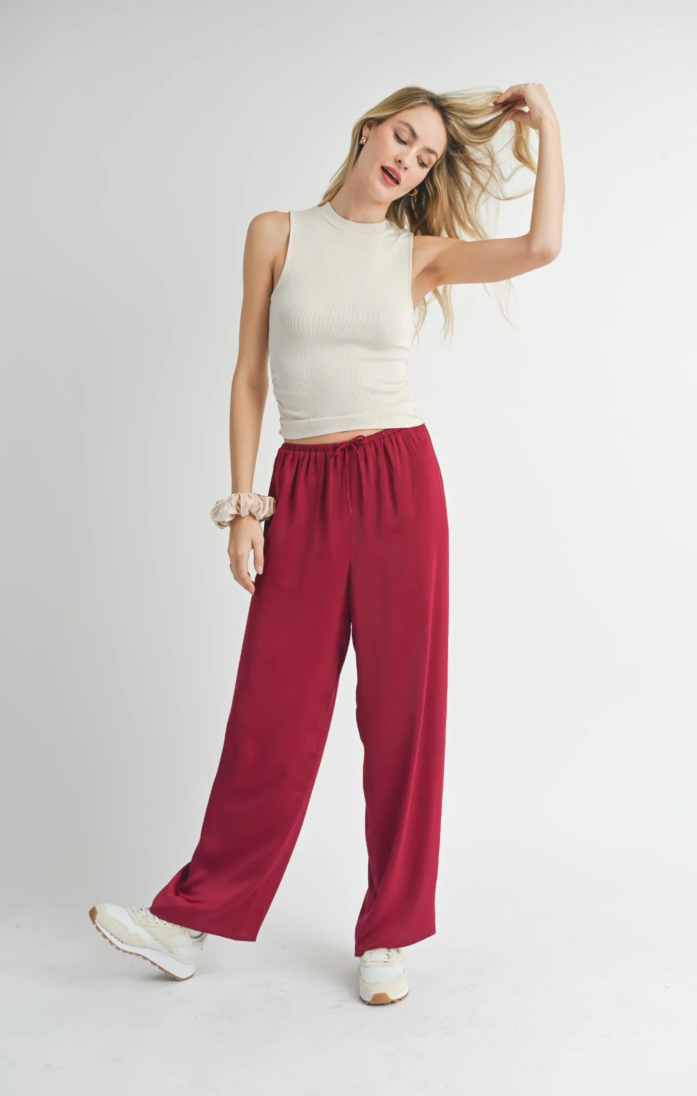 Ronan Mock Neck Ruched Knit Tank - Cream