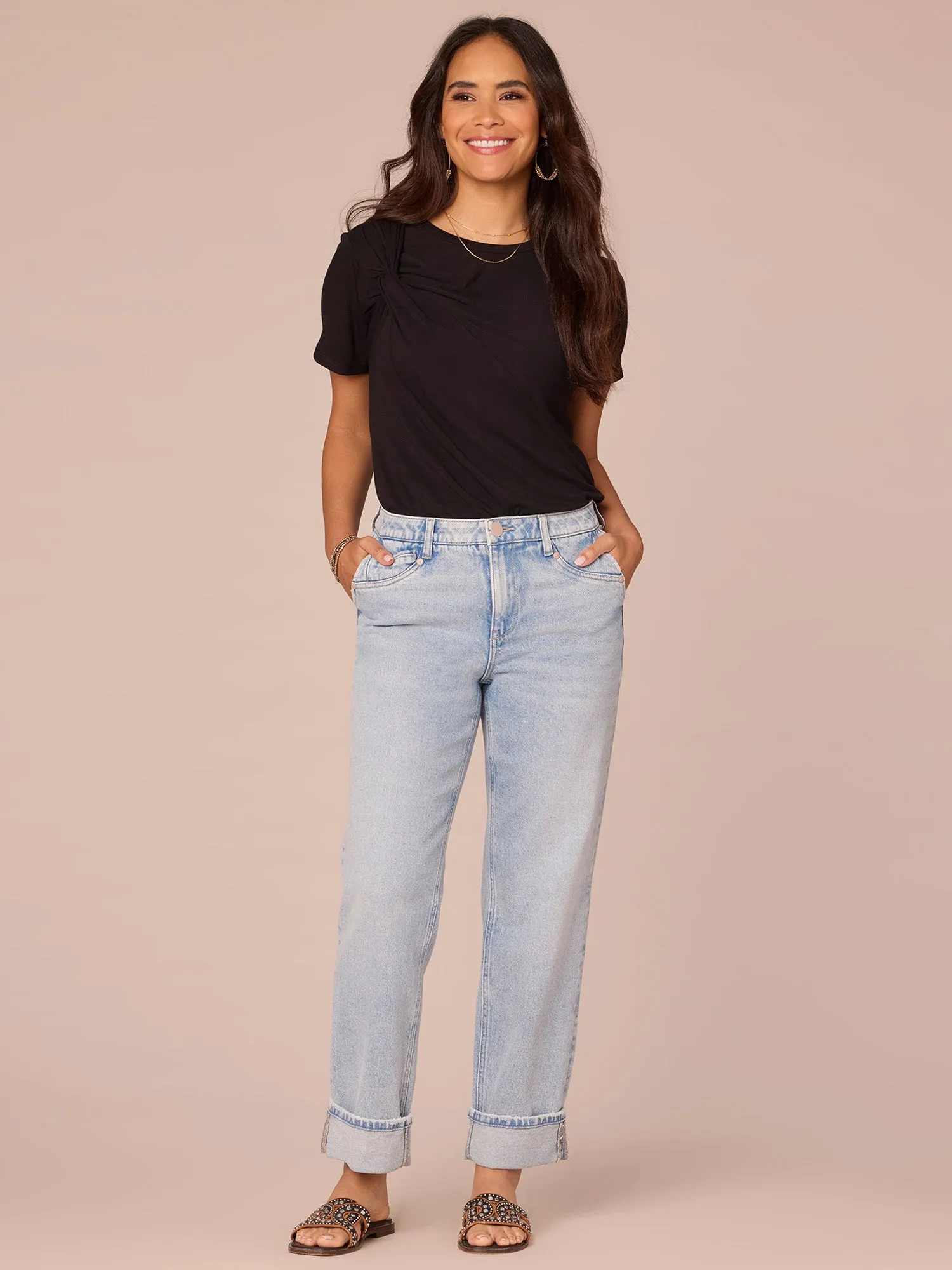 Short Sleeve Scoop Neck Asymmetrical Twist Knit Bodysuit