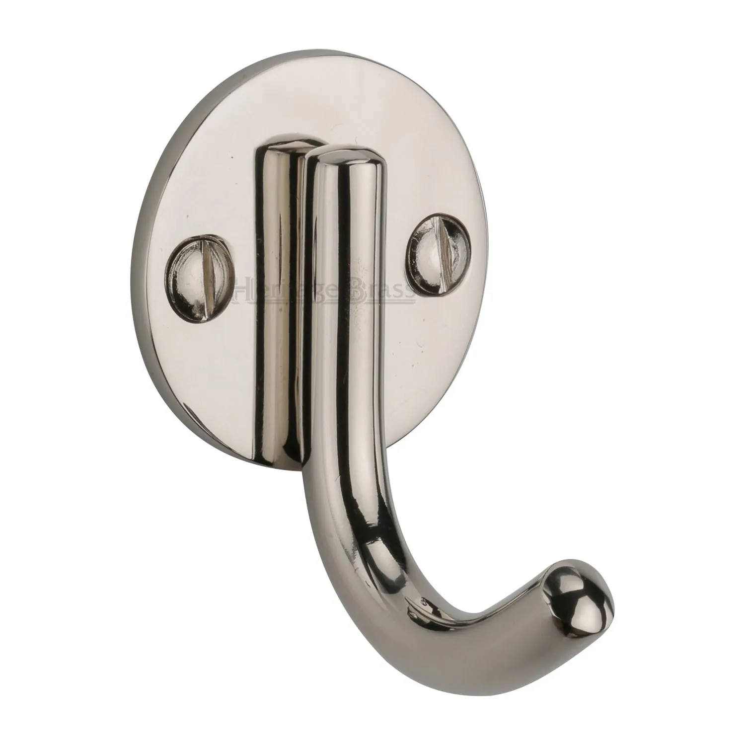 Single J Coat Hook on Round Plate