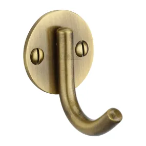 Single J Coat Hook on Round Plate
