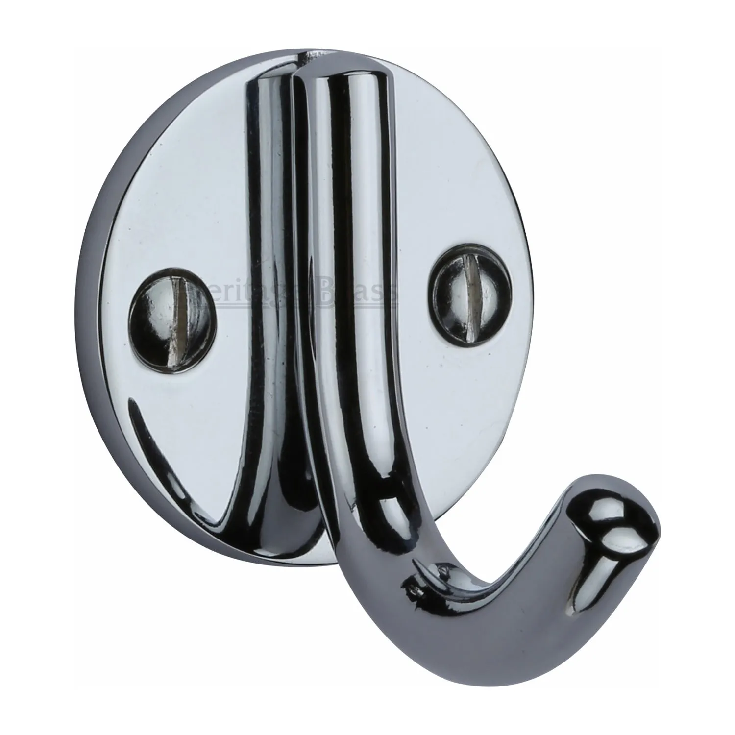 Single J Coat Hook on Round Plate