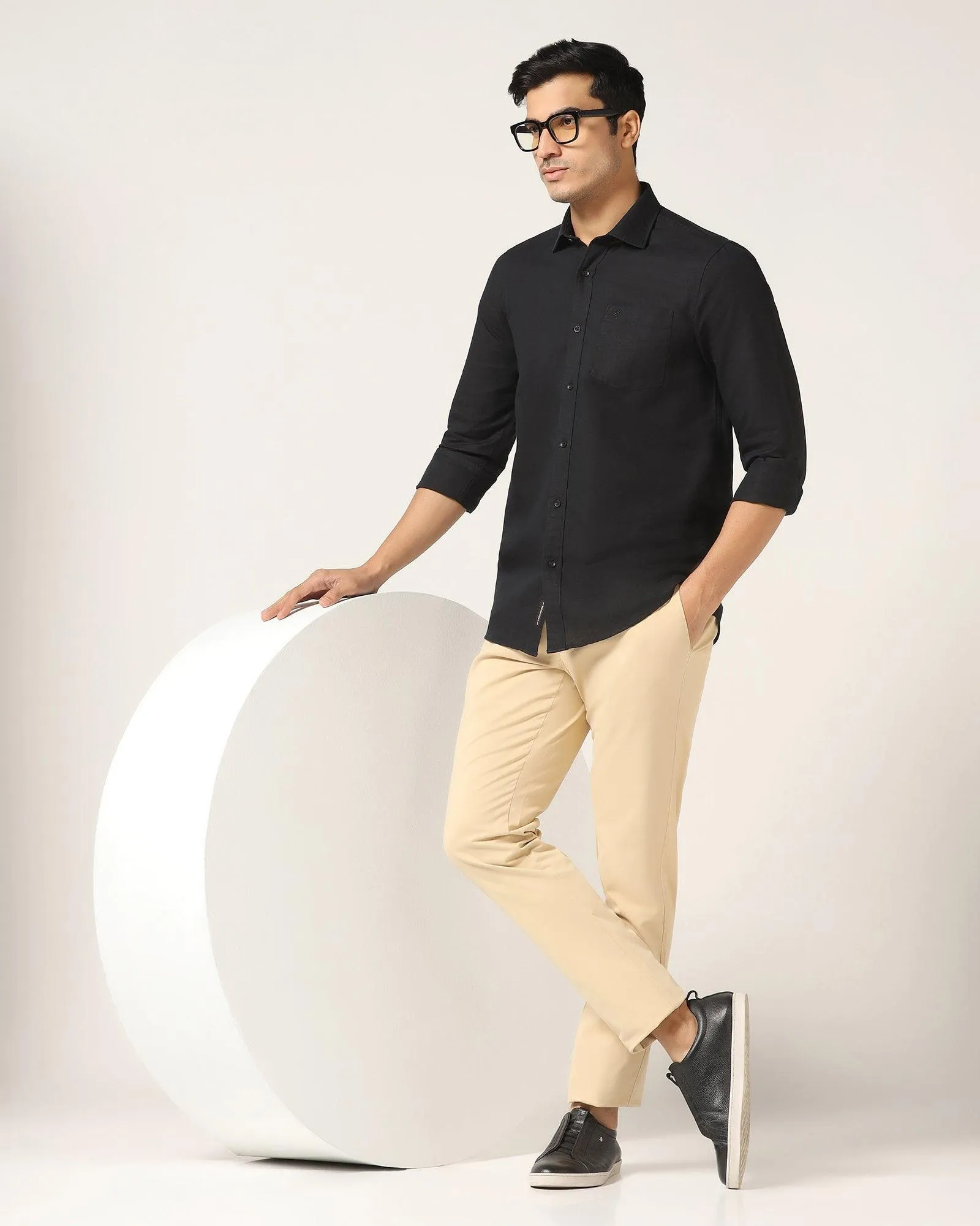 Slim Fit B-91 Casual Beige Solid Khakis - Mario