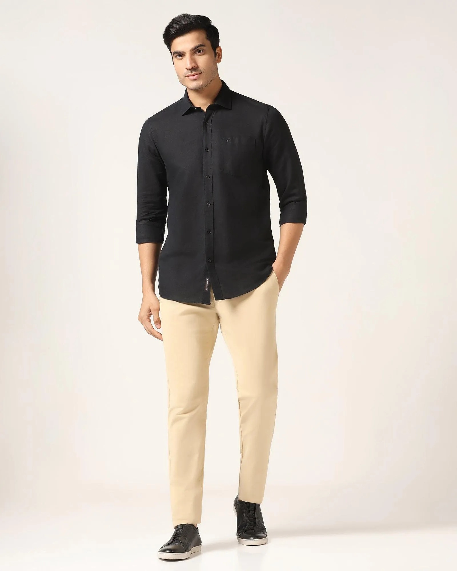 Slim Fit B-91 Casual Beige Solid Khakis - Mario